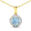14KT Yellow Gold 1.48ctw Aquamarine and Diamond Pendant