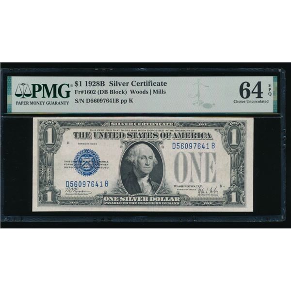 1928B $1 Silver Certificate PMG 64EPQ