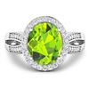 Image 3 : 14KT White Gold 3.85ctw Peridot and Diamond Ring