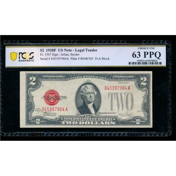 1928F $2 Legal Tender Note PCGS 63PPQ