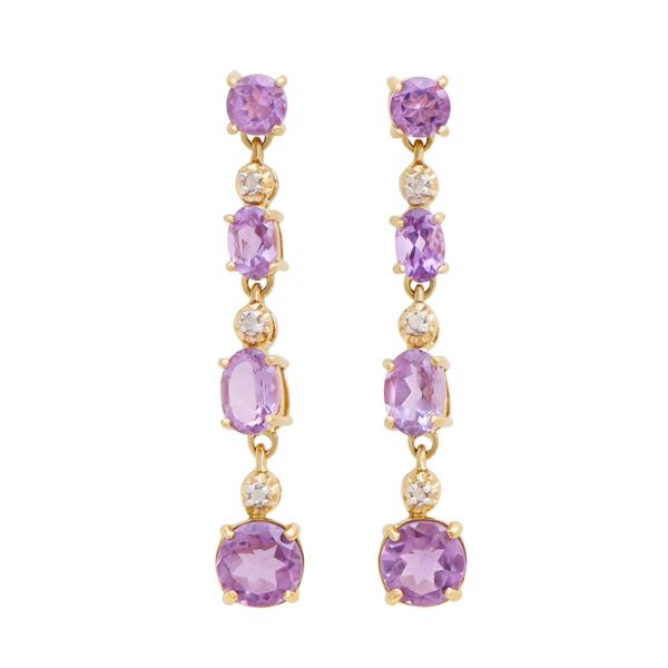 Plated 18KT Yellow Gold and Sterling Silver 5.40ctw Amethyst Earrings