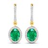 14KT Yellow Gold 2ctw Zambian Emerald and Diamond Earrings
