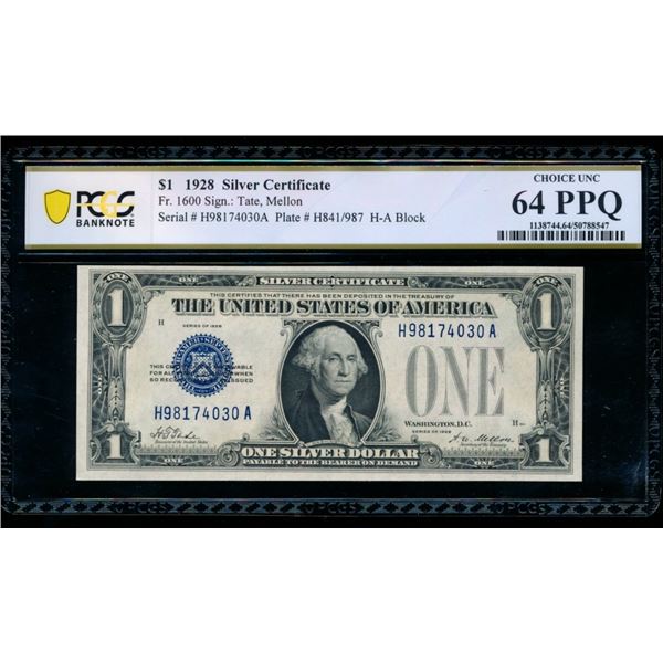 1928 $1 Silver Certificate PCGS 64PPQ
