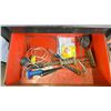 Image 10 : WESTWOOD METAL ROLLING TOOL BOX WITH CONTENTS. 27X42". SCREWDRIVERS, OLFA KNIVES, PRYBARS,