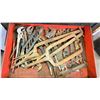 Image 9 : WESTWOOD METAL ROLLING TOOL BOX WITH CONTENTS. 27X42". SCREWDRIVERS, OLFA KNIVES, PRYBARS,