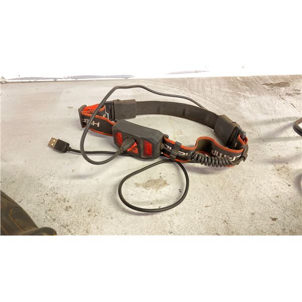 RECHARGEABLE HEADLAMP. HAS OPTION FOR STROBE, FRONT AND BACK LIGHTS