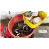 Image 1 : BUCKET OF HOSE CLAMPS AND THERMOSTATS, ETC