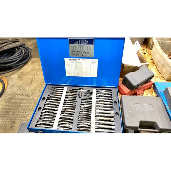110 PIECE TAP AND DIE SET SAE & METRIC-MOSTLY COMPLETE