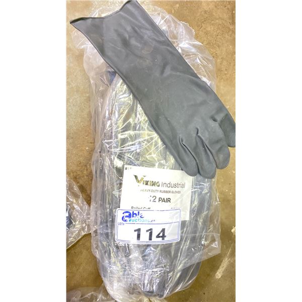 GROUP LOT OF 16 PAIRS OF NEW INDUSTRIAL RUBBER GLOVES