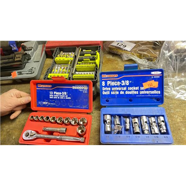 GROUP LOT-WESTWARD 13 PC 3/8" DRIVE METRIC/SAE SOCKET