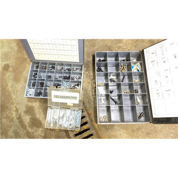 3 BINS RADIATOR DRAINCOCKS, SPECIALTY SCREWS AND COTTER PINS