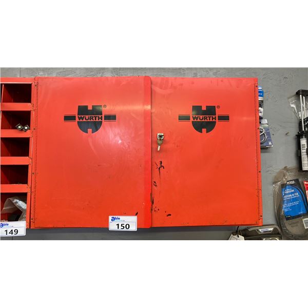 WURTH WALL MOUNTED METAL CABINET WITH CONTENTS