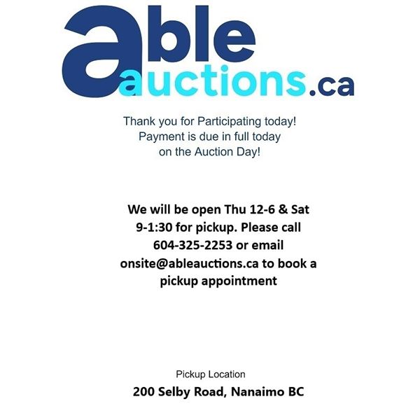All items must be removed Thu Apr 17 12-6 & Sat Apr 19 9:30-1:30 by appointment only