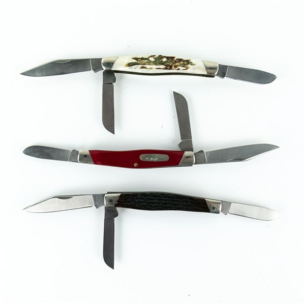 3 Vintage Buck 301 Stockman Pocket Knives