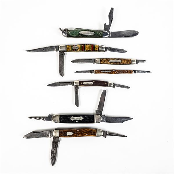 7 Antique USA-Made Pocket Knives (1940s-80s)