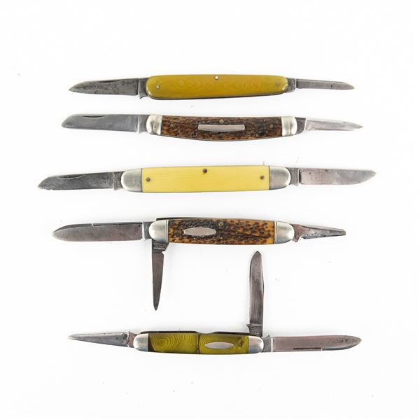 5 Antique Shrade Cut Co Pocket Knives(1950s)