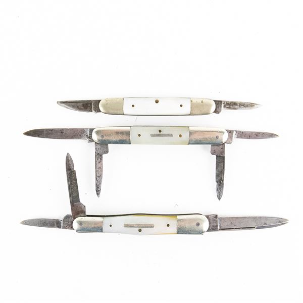 3 Antique Mother of Pearl Handle Pen Knives