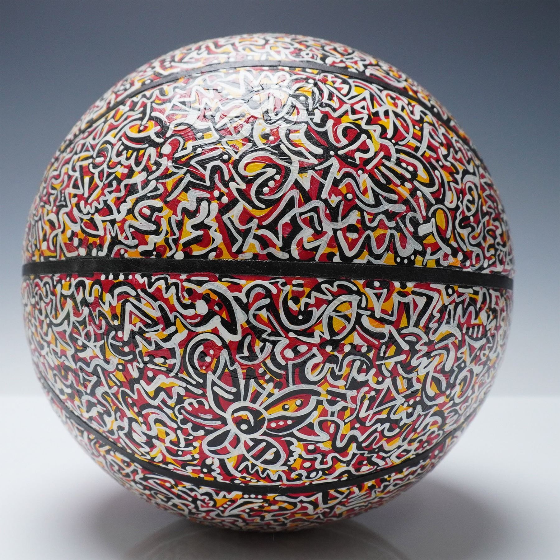 Hand-Painted Abstract Basketball Art, Attributed to Abraham Onkst