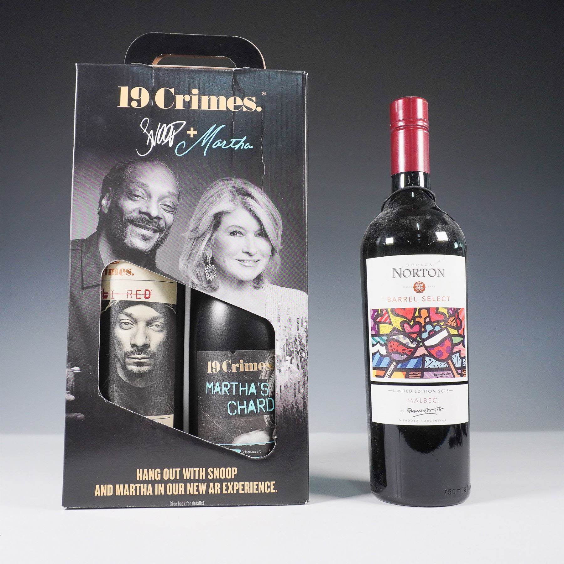 2pc 19 Crimes Snoop & Martha Wine Set and Bodega Norton Britto Malbec