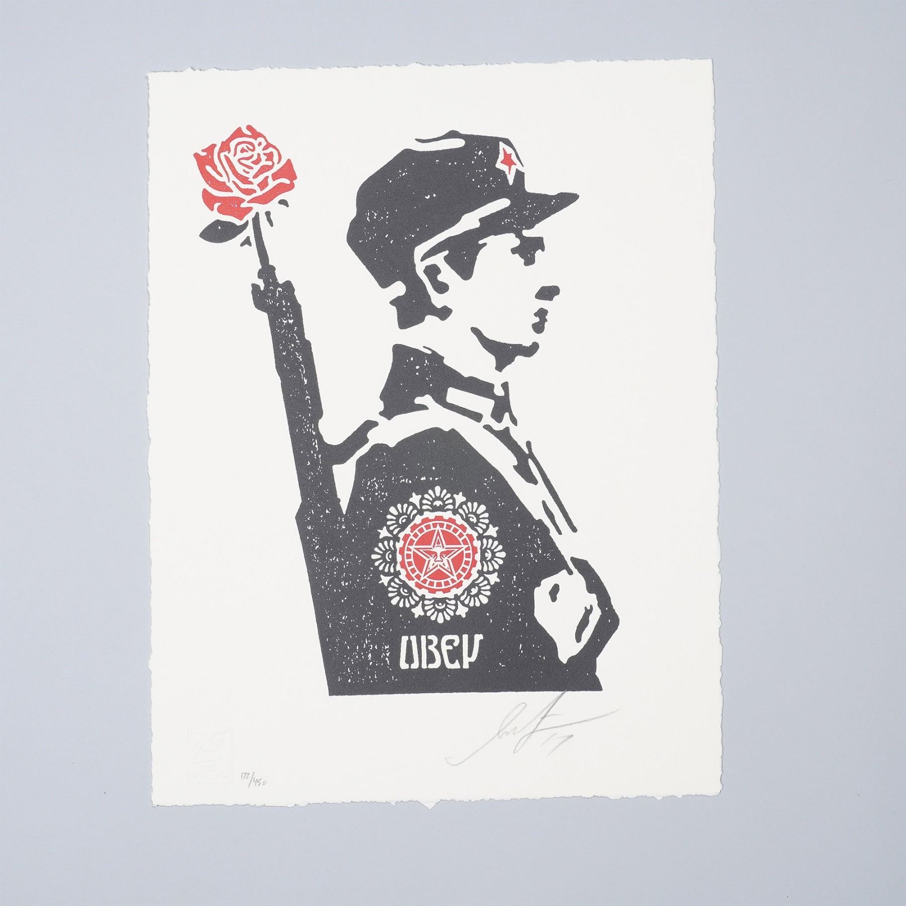 Shepard Fairey Screenprint, Rose Soldier