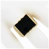 Image 3 : Men's Vintage 14K Yellow Gold Rectangular Black Onyx w/ Textured Sides Wide Ring