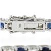 Image 8 : New 18k White Gold 12.26 ctw Top Quality Diamond & Sapphire Tennis Line Bracelet