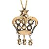 Image 6 : Antique Victorian 14K Gold.78 ctw Diamond Open Star Crown Dangle Pendant & Chain