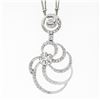 Image 3 : 14k White Gold 2.06 ctw GIA Large Diamond Open Swirl Dangle Pendant w/ Dual Chai