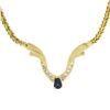 Image 3 : 14k Yellow Gold 0.55 ctw Pear Sapphire & Diamond 17" Chevron "V" Chain Necklace