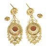 Image 5 : Vintage 14K Gold Round Brilliant Garnet Open Detailed Bead Drop Dangle Earrings