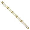Image 2 : 7" Dual Row Round Cultured Pearl Strand Bracelet w/ 14k Gold Clasp & Bar Spacers