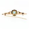 Image 4 : Antique Victorian 14k Gold Blue Stone & Seed Pearl Halo Tapered Bar Brooch Pin