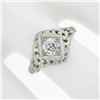 Image 3 : Antique 18k Gold 0.60 ctw Old Mine Cushion Diamond Floral Filigree Engagement Ri