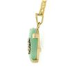 Image 3 : Vintage 14K Gold Round Light Green Jade w/ Chinese Symbol Medallion Disc Pendant