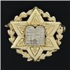Image 2 : Vintage 14k Gold Star of David &Torah w/ Scroll Floral Frame Wreat Pin Brooch