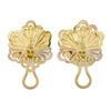 Image 6 : Italian 18k Tricolor Gold 3D Textured Open Work Flower Omega Statement Earrings