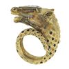Image 8 : Vintage 18K Gold Detailed 3D Horse Head Band Ring w/ Enamel Work & Diamond