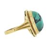 Image 5 : Vintage 14k Yellow Gold Oval Cabochon Bezel Set Turquoise Grooved Cocktail Ring
