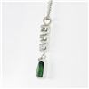 Image 5 : 14K White Gold Pear Emerald & Round Diamond Tear Drop Dangle Pendant w/ Chain