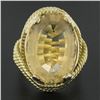 Image 2 : Vintage 18k Gold 10.84 ctw Oval Citrine Twisted Wire Frame Large Cocktail Ring