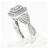 Image 8 : 14k White Gold 1.42 ctw Illusion Set Diamond w/ Halo Twisted Sides Engagement Ri