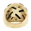 Image 5 : 14K Yellow Gold Inlaid Black Onyx, Coral & Mother of Pearl Wide Domed Bombe Ring