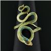Image 2 : Vintage 18k Yellow Gold Colorful Green & Blue Enamel w/ Detailed Work Snake Ring