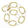 Image 4 : Italian Giovanni Marchiso White Ceramic & 18k Gold Textured Link Chain Bracelet