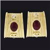 Image 2 : 18k Gold Oval Cabochon Ruby & Diamond Twisted Wire Dual Finish Clip On Earrings