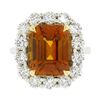 Image 4 : NEW Plat. & 18K Gold 10.7 ctw GIA Vivid Orange Sapphire Diamond Halo Cocktail Ri