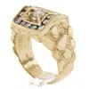 Image 9 : Men's Solid 14K Yellow Gold 1.26 ctw Diamond Solitaire & Halo Nugget Style Ring