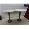 Image 1 : 2 Marble Top Side Tables 15'' Across x 17'' H 