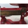 Image 8 : Vintage Red Cast Metal and Brass Balance Scale 