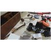 Image 8 : Wood Carpenters Box Full of Saws, Nail Puller, 